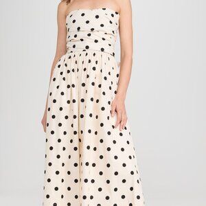 En Saison | Josephine Polka Dot Strapless Cotton Midi Sundress NWT